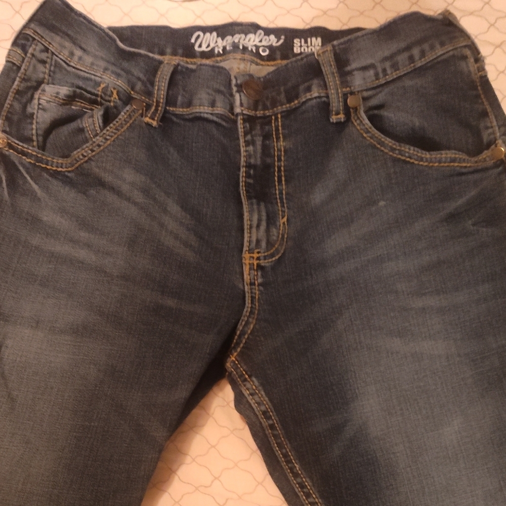 Wrangler Blue Skinny Jeans with Distressed Effect